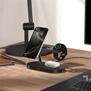 Tech-Protect A12 3-in-1 MagSafe Wireless Charger 15W con lampada LED integrata - Nero
