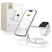 Tech-Protect A12 3-in-1 MagSafe Wireless Charger 15W con lampada LED integrata - Bianco