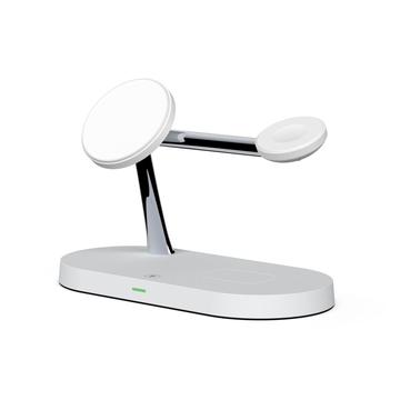 Tech-Protect A12 3-in-1 MagSafe Wireless Charger 15W con lampada LED integrata (Confezione aperta - Condizione soddisfacente) - Bianco