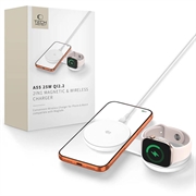 Tech-Protect A55 Caricabatterie wireless 2-in-1 magnetico/MagSafe da 25W, QI2.2 - Bianco