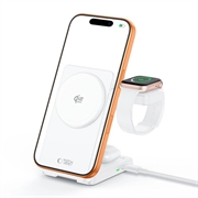 Tech-Protect A56 Caricabatterie wireless 3 in 1 magnetico/Magsafe da 25W, QI2.2 - Bianco