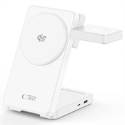 Tech-Protect A56 Caricabatterie wireless 3 in 1 magnetico/Magsafe da 25W, QI2.2 - Bianco
