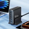 Caricabatterie da tavolo Tech-Protect DC160W a 6 porte GaN - 160W - Nero