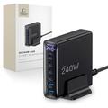 Caricatore da tavolo Tech-Protect DC240W-GaN a 6 porte - 4 porte USB-C, 2 porte USB-A - Nero