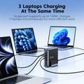 Caricatore da tavolo Tech-Protect DC240W-GaN a 6 porte - 4 porte USB-C, 2 porte USB-A - Nero