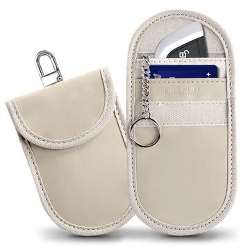 Tech-Protect KLR100 Custodia per chiavi da auto con blocco RFID e porta carte di credito - Caffè latte