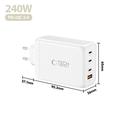 Caricatore da muro Tech-Protect NC240W-GAN a 4 porte - 240W PD e QC