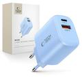 Tech-Protect NCA30 Caricabatterie a doppia porta - 30W USB-C PD e 18W USB-A QC3.0 - Blu bambino