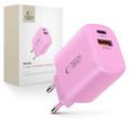Tech-Protect NCA30 Caricatore a doppia porta - 30W USB-C PD e 18W USB-A QC3.0 - Rosa baby