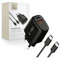 Tech-Protect NCA45W Caricatore da muro GaN a 2 porte con cavo USB-C - 45W - Nero
