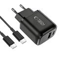 Tech-Protect NCA45W Caricatore da muro GaN a 2 porte con cavo USB-C - 45W - Nero