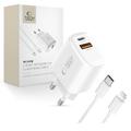 Tech-Protect NCA45W-GAN Caricatore rapido a 2 porte da 45W con cavo Lightning - Bianco