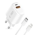 Tech-Protect NCA45W-GAN Caricatore rapido a 2 porte da 45W con cavo Lightning - Bianco