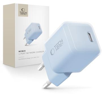 Tech-Protect NCM25 Caricabatterie USB-C da 25W - Consegna di energia - Baby Blu