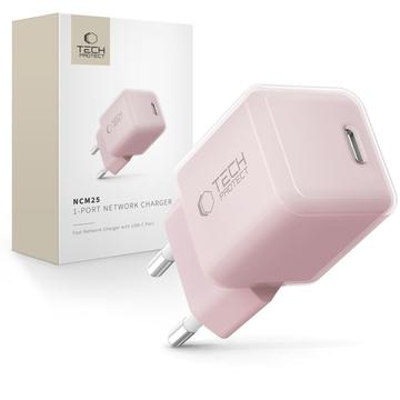 Tech-Protect NCM25 Caricatore USB-C da 25W - Consegna di energia - Rosa baby