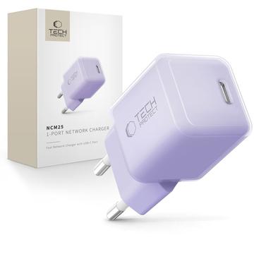 Tech-Protect NCM25 Caricabatterie USB-C da 25W - Consegna di energia - Viola bambino