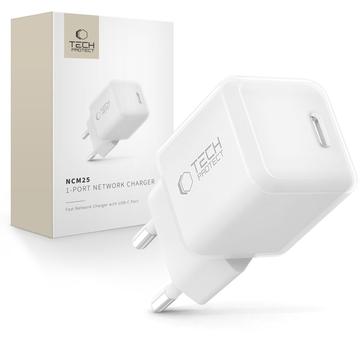 Tech-Protect NCM25 Caricabatterie USB-C da 25W - Power Delivery - Bianco