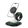 Tech-Protect QI15W-A46 Caricatore wireless MagSafe 3 in 1 con retroilluminazione atmosferica - Nero