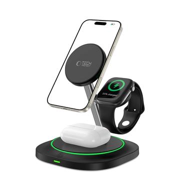 Tech-Protect QI15W-A46 Caricatore wireless MagSafe 3 in 1 con retroilluminazione atmosferica - Nero
