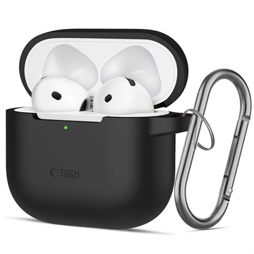 Custodia AirPods 4 Tech-Protect con gancio in silicone - Nera