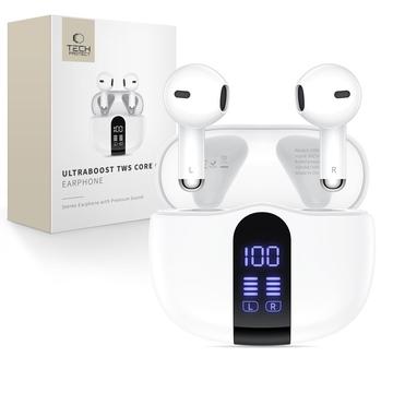 Tech-Protect UltraBoost TWS Core G2 Auricolari senza fili con display a LED - Bianco