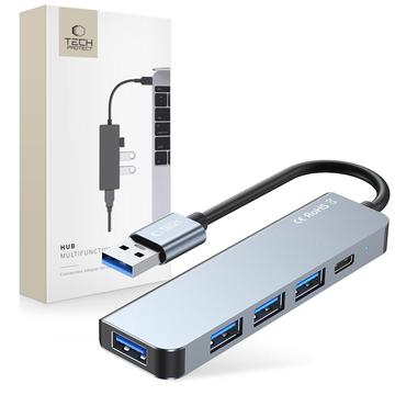 Tech-Protect V0 Hub USB-A 5-in-1 - 3xUSB 2.0, USB 3.0, USB-C PD - Grigio