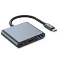 Hub multiplo USB-C 3-in-1 Tech-Protect V1 - USB-A / USB-C / HDMI - Grigio