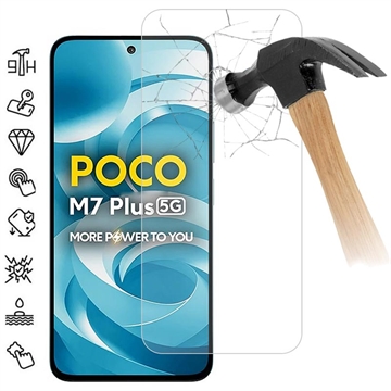 Protezione dello schermo in vetro temperato per Xiaomi Poco M7 Plus - 9H - Case Friendly - Trasparente