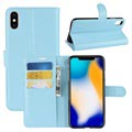 Custodia a Portafoglio Testurizzata per iPhone XS Max - Azzurro