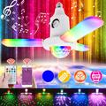 Lampada da soffitto RGB pieghevole a tre foglie con luce musicale a palla da discoteca in cristallo