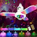 Lampada da soffitto RGB pieghevole a tre foglie con luce musicale a palla da discoteca in cristallo