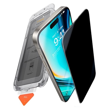 Proteggi schermo in vetro temperato iPhone 16 Pro Torras GlassGo Privacy con cornice autoallineante