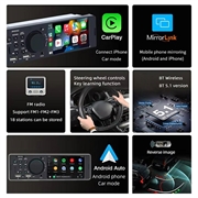 Stereo per auto Bluetooth con schermo tattile e CarPlay/Android Auto - SD, AUX, USB