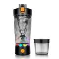 Bottiglia elettrica per proteine Tritan - Ricaricabile via USB, 650ml - Nero
