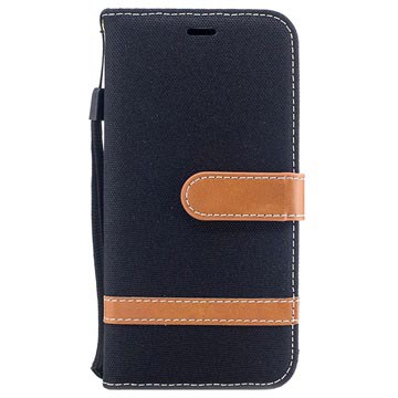 Custodia a Portafoglio Two-Tone Jeans per iPhone X / iPhone XS - Nera