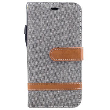 Custodia a Portafoglio Two-Tone Jeans per iPhone X / iPhone XS - Grigia