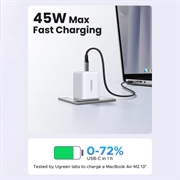 Caricabatterie da muro Ugreen X524 da 45W con tecnologia GaN e cavo USB-C - Bianco