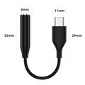 Adattatore audio USB-C / 3.5mm - Supporto audio e chiamate - Nero