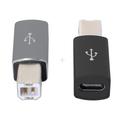 Adattatore da USB-C femmina a USB tipo B maschio per stampante, scanner - Confezione da 2 - Nero e grigio