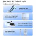 Lampada da notte con proiettore USB Galaxy - 13 dischi a forma di stella, design flessibile a collo d\'oca a 360 - Bianca