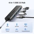 Hub USB 3.0 ad alta velocità a 4 porte Ugreen - 15cm, 5Gbps - Nero