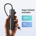 Hub USB 3.0 ad alta velocità a 4 porte Ugreen - 15cm, 5Gbps - Nero