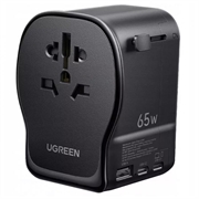 Adattatore da viaggio Ugreen S550 - 65W, 3.25A, USB-A, 2 porte USB-C - Nero