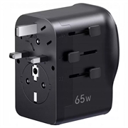 Adattatore da viaggio Ugreen S550 - 65W, 3.25A, USB-A, 2 porte USB-C - Nero