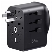 Adattatore da viaggio Ugreen S550 - 65W, 3.25A, USB-A, 2 porte USB-C - Nero