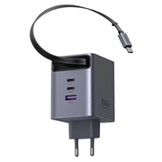 Caricabatterie da muro rapido Ugreen X616 4-in-1 da 100W - Cavo USB-C, porta USB-A e 2 porte USB-C - Grigio