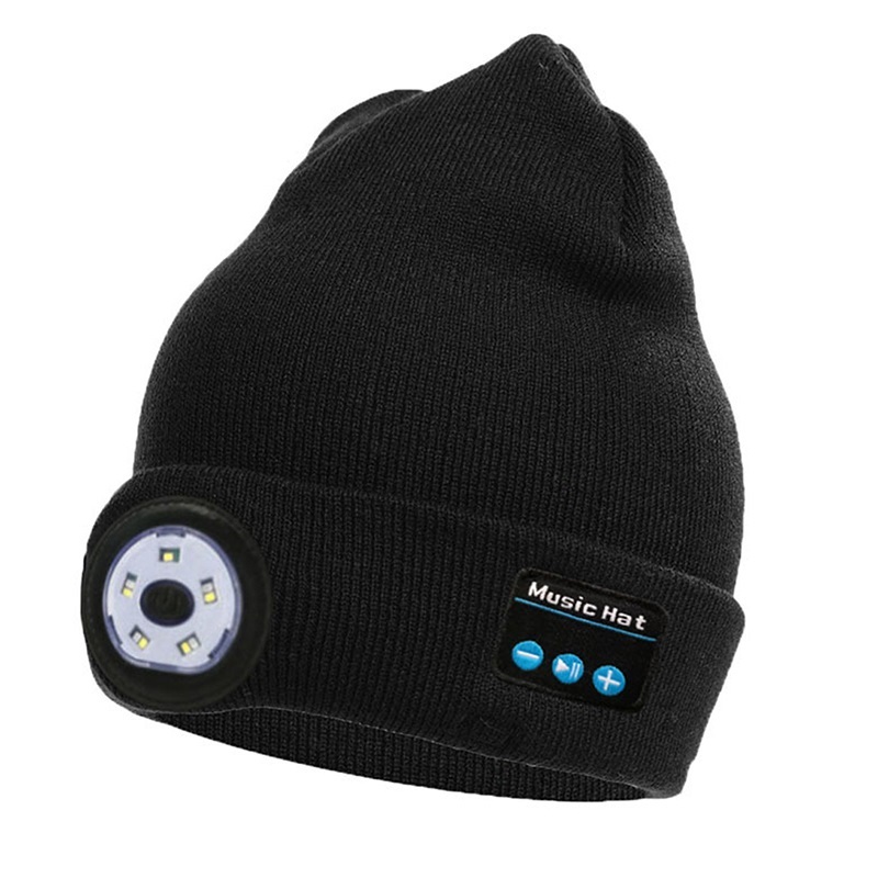 Berretto Bluetooth 5.0 senza fili Cappello musicale Cappello da corsa ricaricabile USB Cappellino invernale più caldo Cappello Bluetooth con luce Cappello lavorato a maglia a LED per uomo Donna 