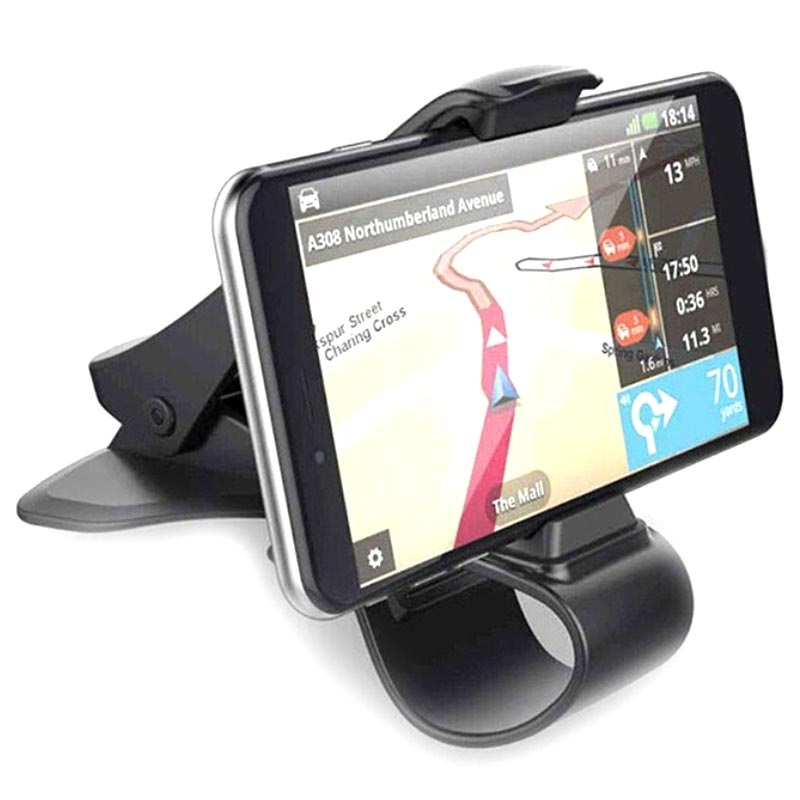 Universal Dash Mount Car Holder with Clamp Black