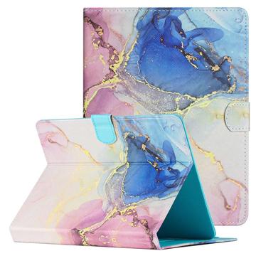 Custodia Folio universale per tablet con motivo a marmi - 10" - Rosa / Blu