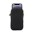 Custodia universale in nylon per cellulare con cerniera e cordino - 4.7-5.4" - Nero